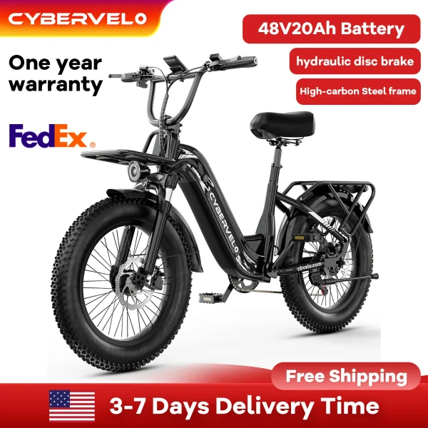 Cybervelo New arrival 20" Off-Road Sports E-bike,Speed Shift Electric Bike EK8 1000W Peak 20ah Battery, 80 Miles Long Range 7-