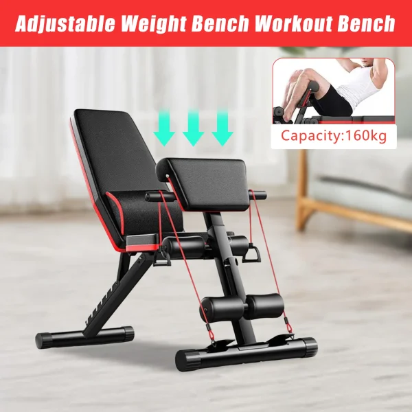 Multifunctional Foldable Weight Bench, Height Adjustable